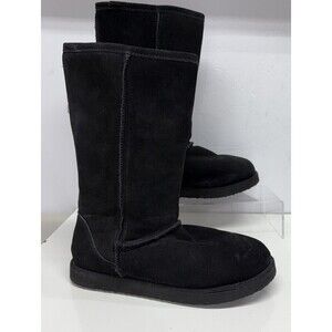 Melrose Ave Tally Black Suede Mid Calf Boots Size 9 Faux Shearling Lined